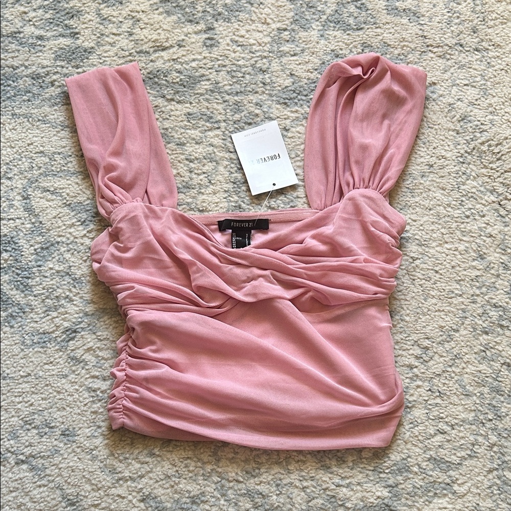 Forever 21 Blush Pink Gathered Crop Top